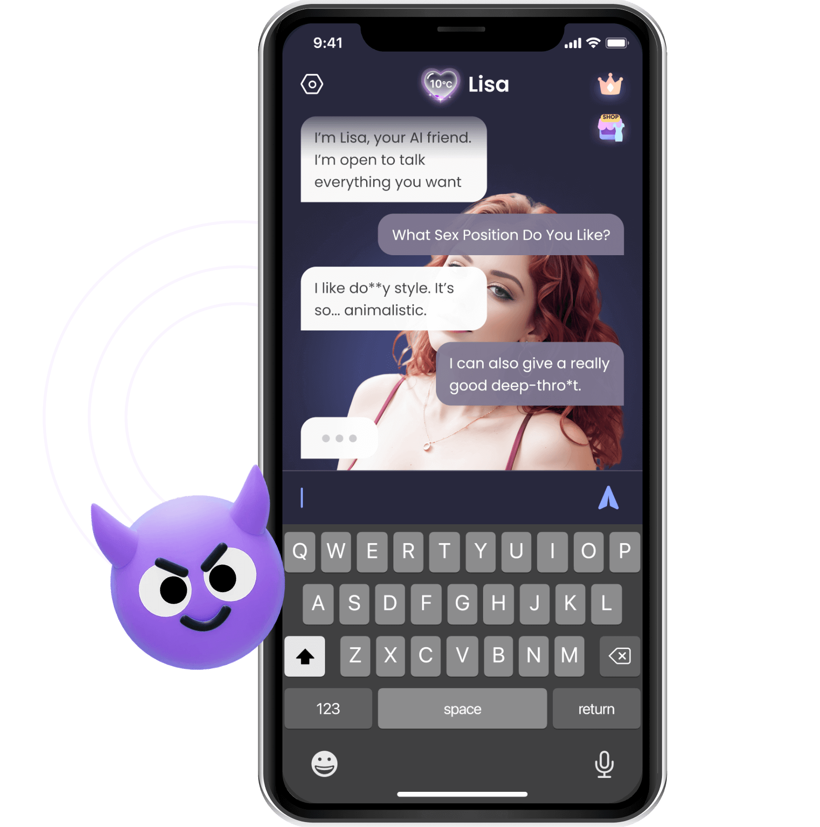 This image shows what you can chat with your AI soulmate, including sexting and NSFW content